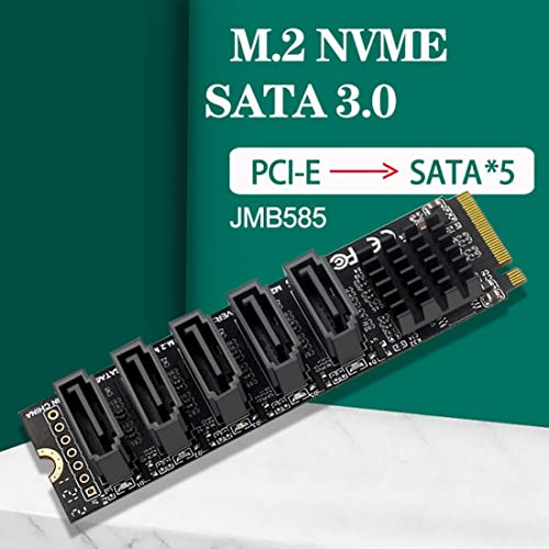 ChenYang CY M.2 NGFF NVME M-Key PCI Express to SATA 3.0 6Gbps 5 Ports Adapter Converter Hard Drive Expansion Card JMB585 2280 - Image 2