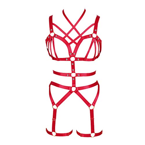 MAMOHSS Womens Modern Stylish Punk Gothic Strappy Full Cage Body Harness Lingerie Belt