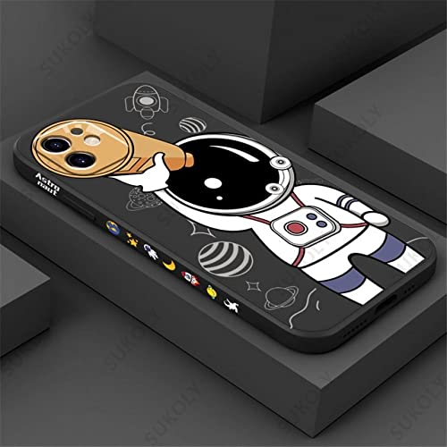Coque silicone iPhone 13 12 11 souple Astronaute HUILUN au design créatif AQ83