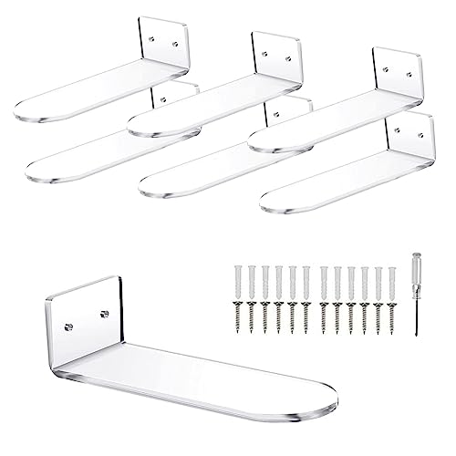 Guntsous 6 PCS Acrylic Floating Shoe Rack Wall Mount Display Shoe Rack Transparent Storage Rack for Home Use Sneaker Display Rack with Screws and Anchors