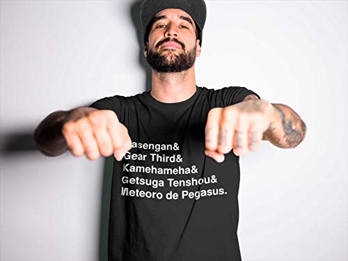 Camiseta Golpes de Animes Naruto Dragon Ball Cavaleiros do Zodíaco One Piece Bleach Preta Adulto Uni