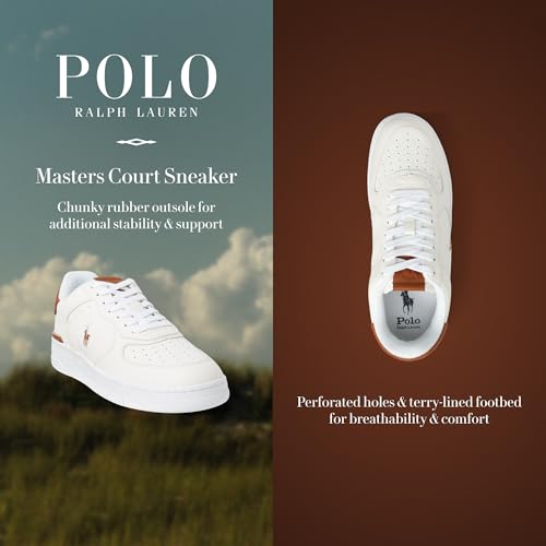 Image of Polo Ralph Lauren Mens Masters Court Logo Leather Sneaker