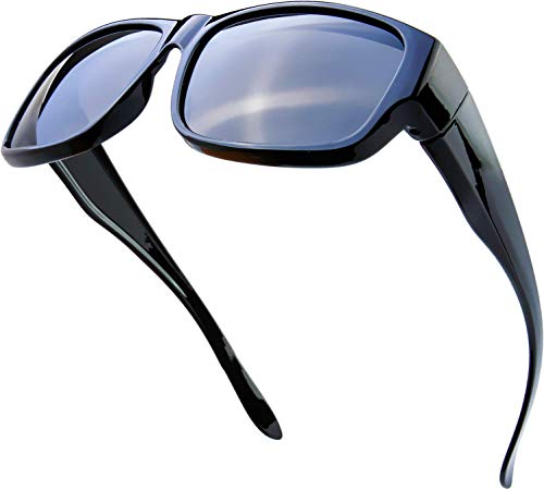 Image of The Fresh High Definition Polarized Wrap Around Shield Sunglasses for Glasses - Leather Eyeglasses Case
