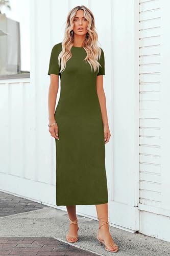 Image of Arach&Cloz Women's Wool Blend Lightweight Spring Casual T Shirts Maxi Dress 2026