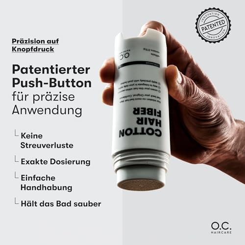 O.C. HAIRCARE Streuhaar zur Haarverdichtung - für Scheitel, kahle Stellen am Ober- und Hinterkopf - von führenden Salons empfohlen - 11 Farben - widerstandsfähige Streuhaare (Mittelbraun)