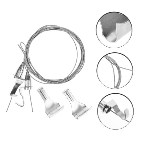 Image of Adjustable Picture Hanging Wire Kit Stainless Steel 4 Hooks Photo Frame Hanging Hardware for Indoor Outdoor