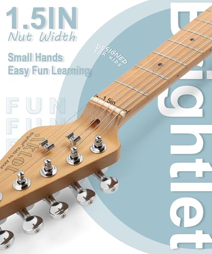 Image of AKLOT Mini Kids Electric Guitar: 3 /4 Size Guitar Kit for Beginners, 1.5in Narrow Neck for Small Hands, Easy to Play, Age 6-12, 36 inch, 10W Amp, Gig Bag, Strap, Cable, Picks & Lesson Book (Blue)