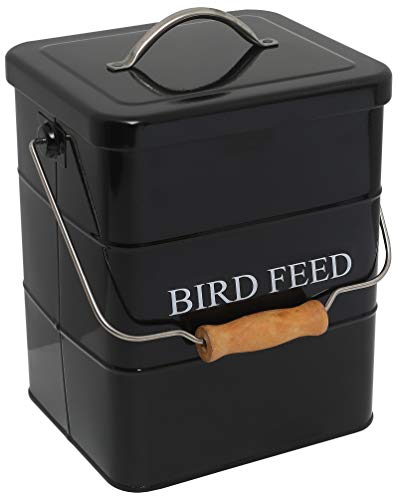 Geyecete Bird Feeder,Bird Food Jar Pet Food Storage Airtight Food Storage Container-Black