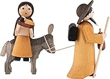 ulmik krippenfiguren 7 cm lackiert  ULMIK Maria und Josef auf Esel gebeizt - 7 cm