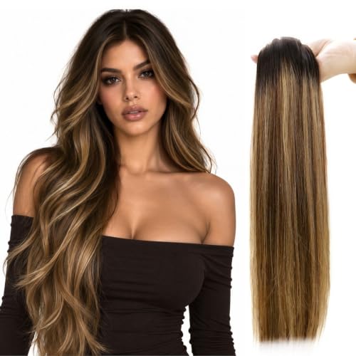 RUNATURE Black Ombre Microlink Hair Extensions Human Hair 20 Inch 50g 50s