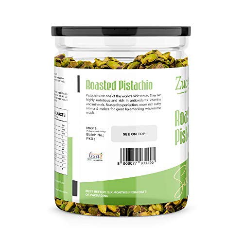 Image of Zucchero Roasted Pistachio (With Shell), Lightly Salted [Extra Large] 400g | Oil-Free Roasting |Slow baked Nuts | Earthy Flavour | No Oil