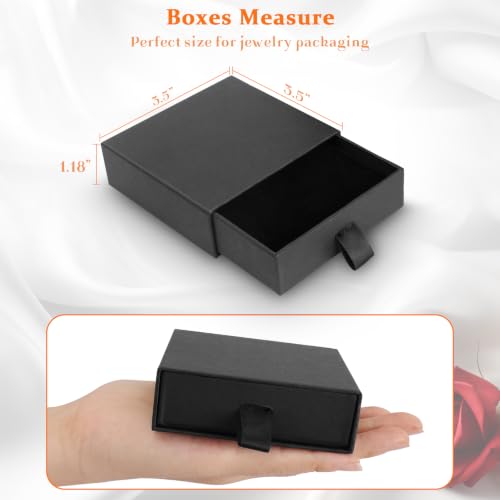 Jewelry Gift Boxes, 5 Pack 3.5×3.5x1.18 Inch Cardboard Jewelry Boxes, Bulk Small Jewelry Boxes with Lids for Necklace Ring Earring Display Box (Black) - Image 2