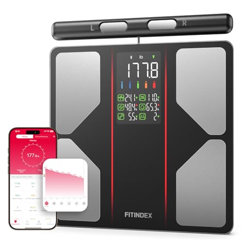 FITINDEX Smart Scale for Body Weight, [2026 Upgraded], Body Composition Analyzer with 8-Electrode Large Platform for Weight, BMI, Fat, Muscle Mass, Segmental Muscle Analysis, High Precision,