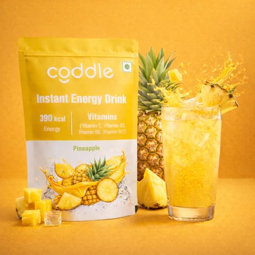 Image of Coddle Pineapple Instant Energy Drink Powder 900g Refill Pack | Instant Glucose Energy Drink | Electrolyte Hydration Powder | With Vitamin C, B3, B6 & B12 | Instant Energy, Immunity & Summer Hydration | Refreshing Pineapple Flavour