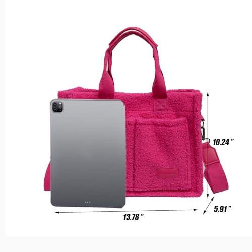 Image of Cherry Tote Bag for Women Canvas Patched Purse Cute Shoulder Bag Multi-Pocket Satchel Handbag for work travel