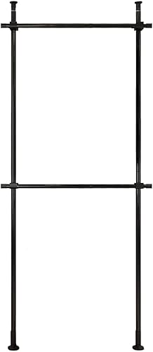 Percha de ropa de altura ajustable de 2 capas, estante de ropa negro, percha de ropa de acero inoxidable, altura fácil de instalar, altura 43.3-120