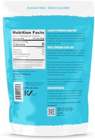 Lakanto Sugar Free Powdered Monkfruit Sweetner 1Lb (454g)