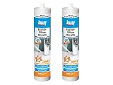 Knauf Sanitär-Silicon Zweierpack, Bad & Dusche – dauerelastischer Silikon-Dichtstoff, schnell vernetzend, Anti-Schimmel, wasserfest, 2 x 300 ml, Silbergrau