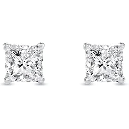 1Ct Princess Cut Lab Created Diamond Stud Earring 14k White Gold