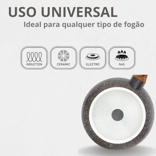 Frigideira Antiaderente Revestimento Cerâmica 28 CM para Fogão Indução Gás Elétrico Cooktop Grande F
