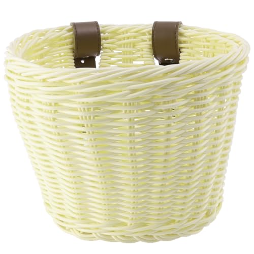 OFFIGAM Frontkorb Kinderfahrrad Retro Geflochten Großer Stauraum...