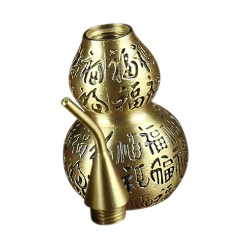 HAWILLOSCH Copper Gourd Statue Decorative Brass Small Gourd Figurine Chinese Luck Ornament Home Desktop Craft for Wealth and Housewarming