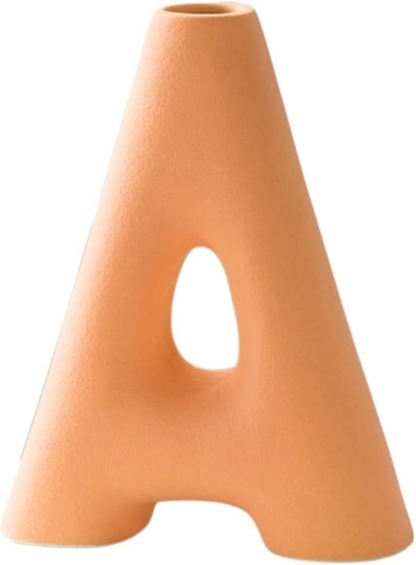 Vase Vases Ceramic Vase Home Decor Room Decor Home Decoration Accessories Creative Letter Shape Ornaments Desktop Decor Suitable for Dining and Living Room Home decoratio(A-3)