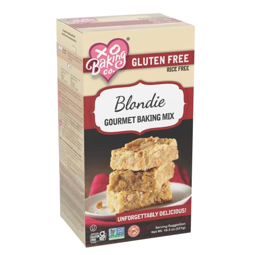 XO Baking Co. Gluten Free Blondie Gourmet Baking Mix; Non-GMO; Kosher; Rice Free; Dairy Free; Peanut Free; No Preservatives; No Artificial Flavors or Colors, 18.3oz