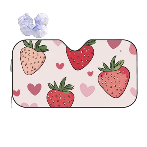 Parasol para Parabrisas con fresas rosas: protector universal de coche contra calor y rayos UV