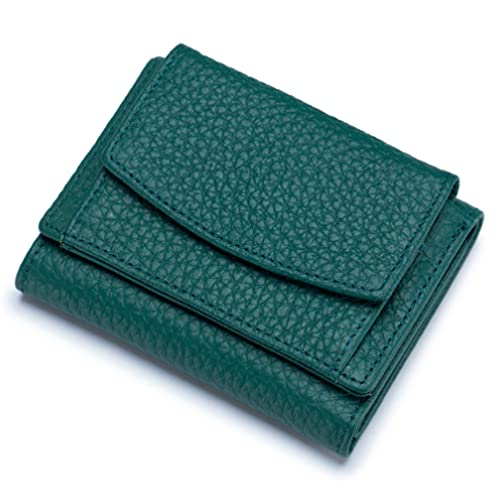 soputry 2023 New Unisex Anti-Credit Card Fraud Folding Mini Wallet, Vegan Mini Wallet For Women Small Trifold Leather Wallet (Dark Green)