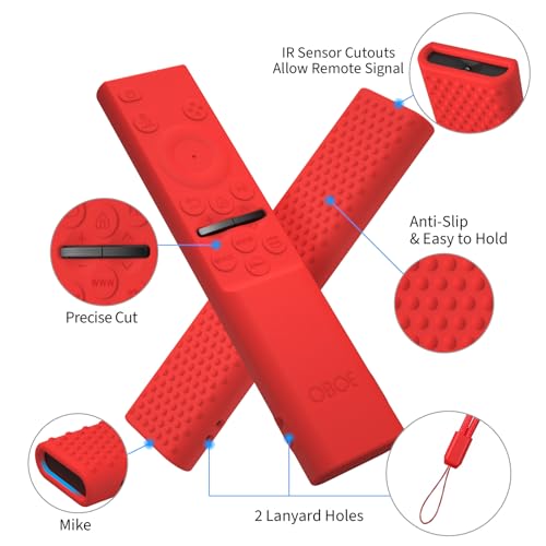 Image of Samsung QLED TV Remote Cover - Silicone Full Wrap Protective Case with Loop (H-Red) - Compatible with Samsung Smart TV Remote BN59-01311