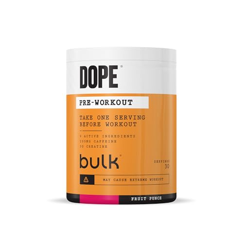 Bulk Dope Pre-Workout Pulver | Fruchtpunsch | 3g Creatine per Serving | 200mg Caffeine | Citrulline Malate & Arginine AKG | Beta-Alanine | Energy, Focus & Performance | 510g Supplement