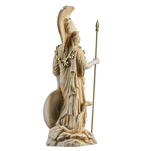 Estatua de Atenea con escudo Medusa y búho 10.6" miniatura 5
