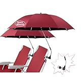 NBtoUS 2-Piece Beach Umbrella with 360 Adjustable, UPF 50+ Sun Protection, Ideal for Beach, Camping, Sand, Yard (Wine Red, No Chair Included)