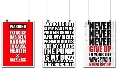 LAB NO 4 Set of Three Gym Inspirational and Motivational Quotes Poster ...