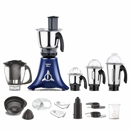 Image of Vidiem Vstar Adc Blu Mixer Grinder 717 A|750 Watts|5 Jar In-1 Juicer|5 Leakproof Jars With Self-Lock, Wet And Dry, Chutneys & Curries|ABS Body|5 Year Warranty On Motor & 2 Year Product Warranty, Blue