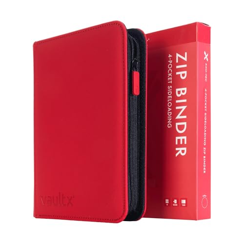 Image of Vault X 4 Pocket Zip Binder, 160 Cards, Exo-Tec Material, 20 Side-Loading Pages (Red)
