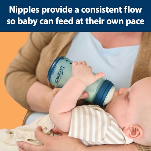 Dr. Brown's Silicone Baby Bottle, 5 oz, Level 1 Nipple, 0m+, Blue, 4-Pack | Silicone baby bottle with collapsible insert designed to reduce colic, milk only touches silicone, Wide-Neck nipple - image 4