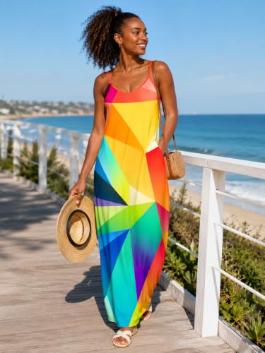 Image of SUZONANA Women Plus Size Summer Maxi Dress Spaghetti Strap Loose Sundress