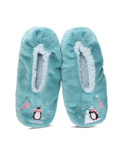MeMoi Women's Skating Penguin Sherpa Lined Slippers2
