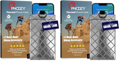 Image of PHOOZY Apollo II Thermal Phone Case with NASA-Derived Technology - Extends Battery Life 4X in Hot or Cold Weather - Military Grade 8-Foot Drop Protection Insulated Pouch - Large Silver (Pack of 2)
