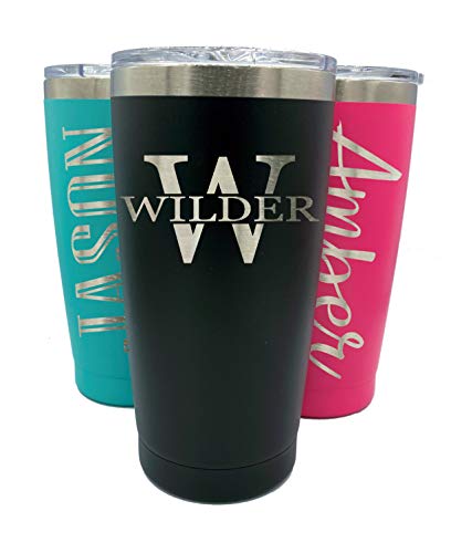 Personalized Tumbler With Lid - 20 Oz - Choose Your Design - Vacuum Insulated Travel Coffee Mug - Stainless Steel Double Wall/Thermos-Custom Cups-(Hot Pink) #TOP1