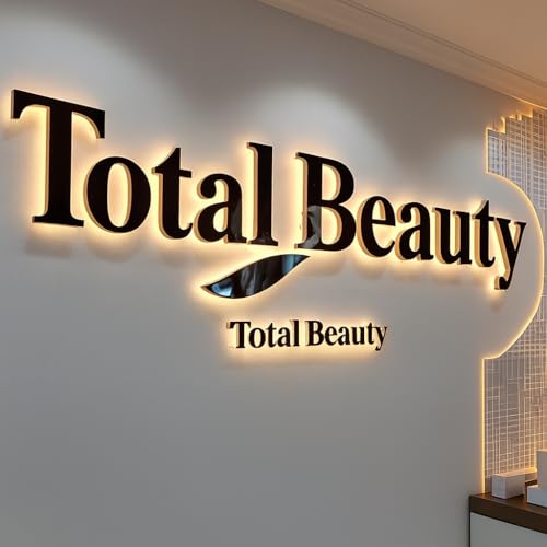 Image of Custom Business Backlit Signage, Personalized LED Metal Channel Letters Business Logo Sign for Wall, Customized 3D Illuminated Backlit Signs for Company Storefront Office Salon Cafe Studio Restaurant