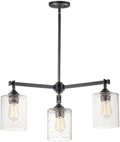 Maxim 25273SSBZ Stonehenge - Candelabro de cristal sembrado de piedra, 3 luces, 180 vatios en total, 11 pulgadas de alto x 22 pulgadas de ancho,