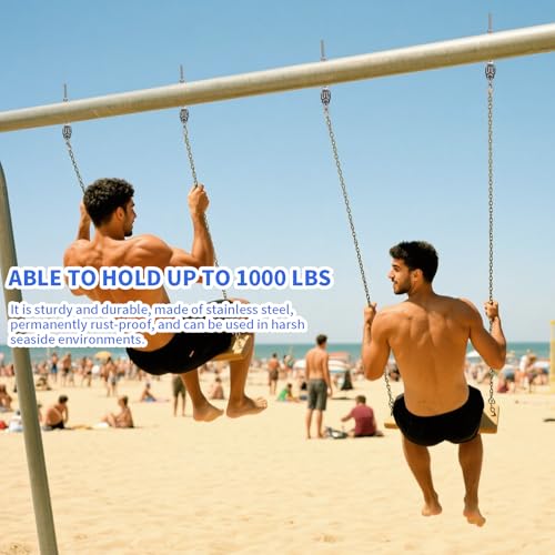 Dakzhou 2 Heavy Duty Swing Hangers 360° Bearing Stainless Steel Swing Hooks 1000LBS Capacity Playground Sandbag Hammock Chair Porch Swing