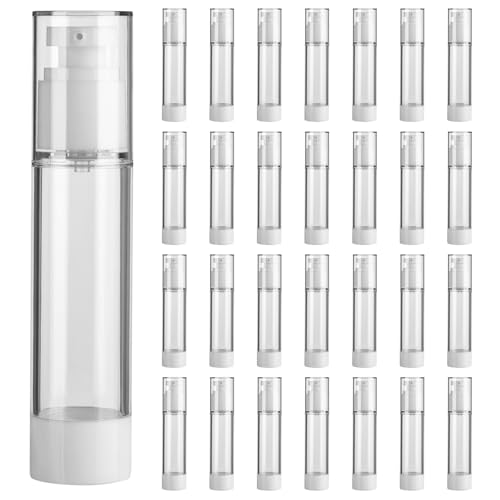 28 Pack Airless Pump Bottles 1.7 oz Travel Size Pump Bottle Lotion Container Refillable Cosmetic Pump Dispensers for Foundation Moisturizer Shampoo Toiletry