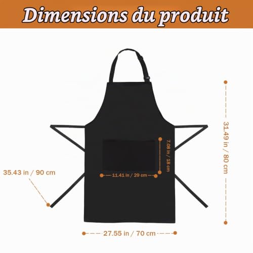 4 Pack Tablier de Cuisine Etanche avec 2 Poches pour Homme Femme, Noir – vue 2