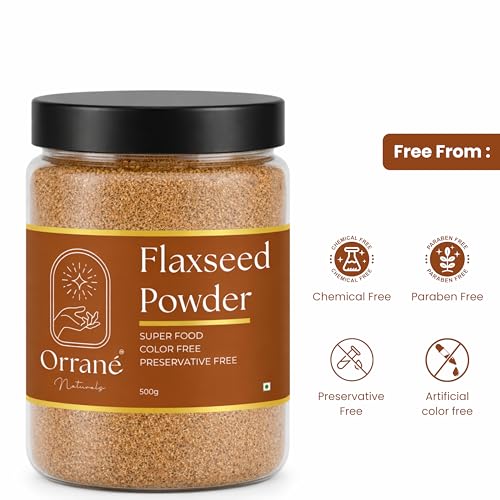 Image of Orrane Flaxseed Powder 500g Finely Ground Alsi Beej Powder for Smoothies, Baking and Cooking | Rich Omega 3 High Fibre Superfood | Supports Heart Health, Digestion & Weight Management