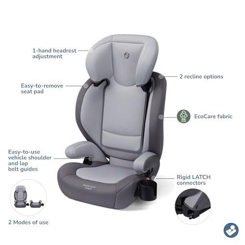 Maxi-Cosi RodiSport Kids Booster Car Seat, High-Back, Backless Booster Seat, 10-Position Headrest, Easy Latch System, Reclining Chair, Belt Guide, Fits 40-100 lbs, 43.4-57 in, Sea Salt - image 5