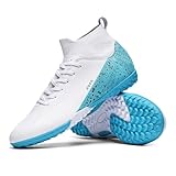 TOPSFEBA Fußballschuhe für Herren und Damen, Hallenfußballschuhe, Unisex, Baseball, Rasenschuhe, Jugend-Rugby-Schuhe, Erwachsene, AG FG TF Fußballschuhe, breiter Trainings-Sneaker, 2309 Tf White, 6.5
